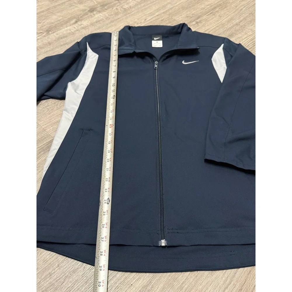 Nike Mens Full Zip Track Jacket Navy Blue White Swoosh Size M Windbreaker Warmup
